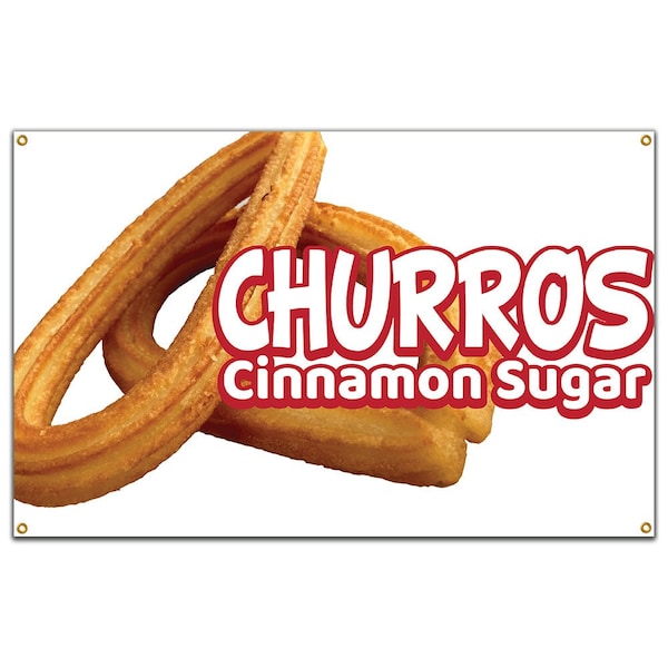 Churros Cinnamon Sugar Banner Concession Stand Food Truck Single Sided